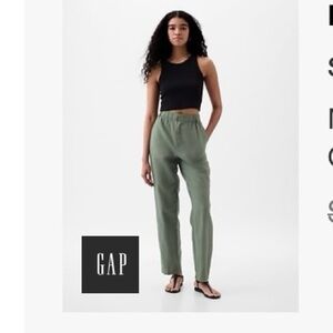 High Rise Linen Cotton Pull on Pants